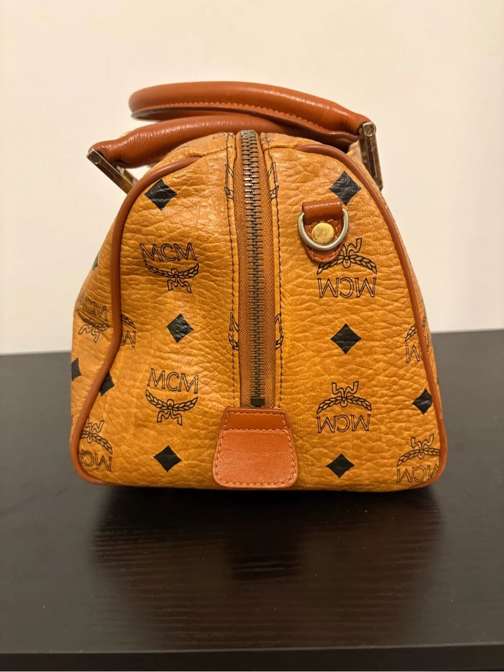 MCM Boston Bag / Top-Handle Boston Satchel in Cognac with COA